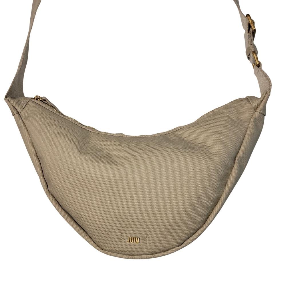 July Everyday Crescent Shoulder Bag Womens Sand‎ Beige Canvas Crossbody